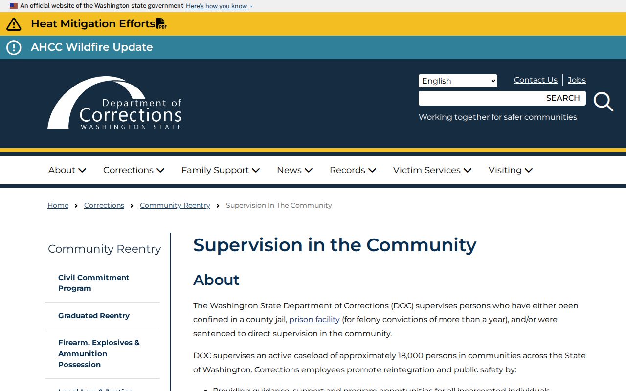 Columbia County arrest records and Washington community custody explanation