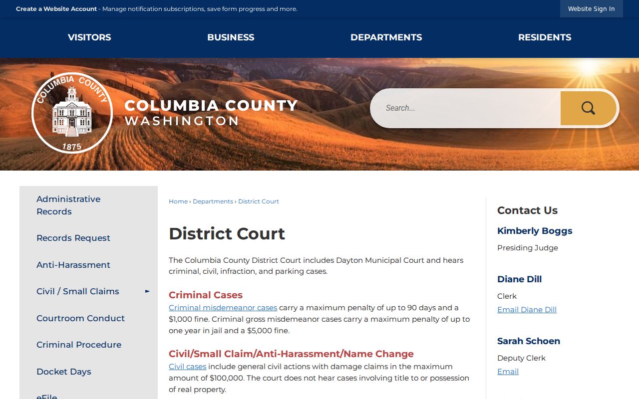 Dayton criminal records page for District and Municipal Court