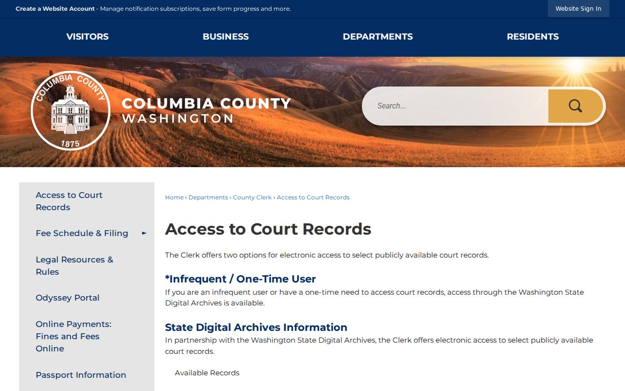 Columbia County court case document access options