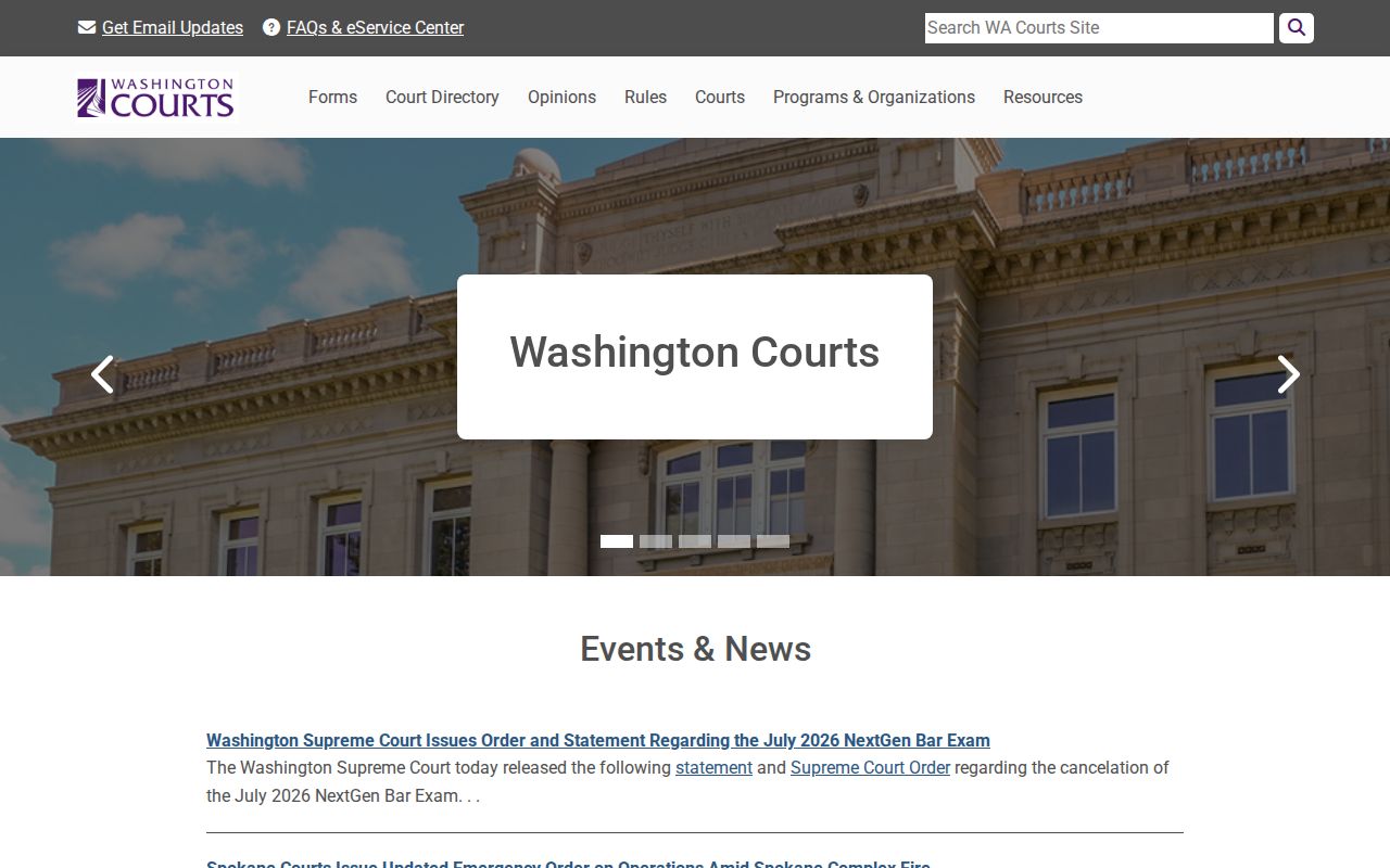 Columbia County criminal court record search options on Washington Courts