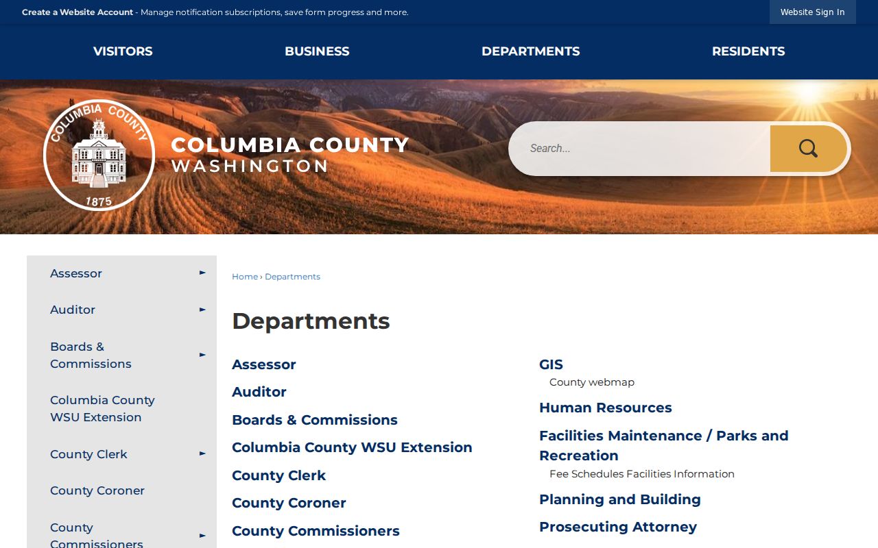 Columbia County criminal records department routing page