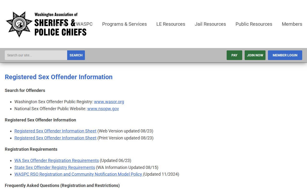 Columbia County sex offender lookup through Washington registry information
