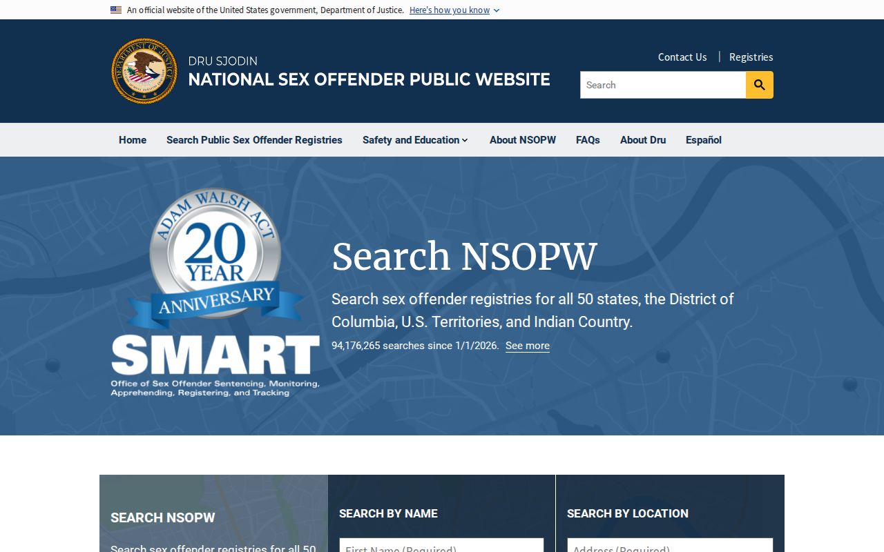 Columbia County sex offender records in the national NSOPW search